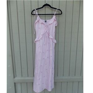 Wild Fable‎ Maxi Dress Butterfly Embroidered Ruffle Womens XS Pink